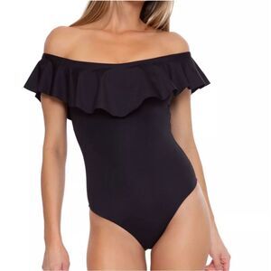 Trina Turk Black Monaco Off The Shoulder One Piece 14